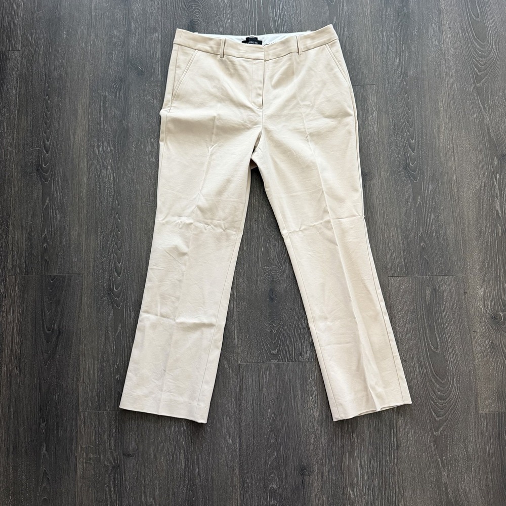 Talbots Freeport Khaki Tan Straight Leg Dress Pants 12 Cotton Blend Minimalist